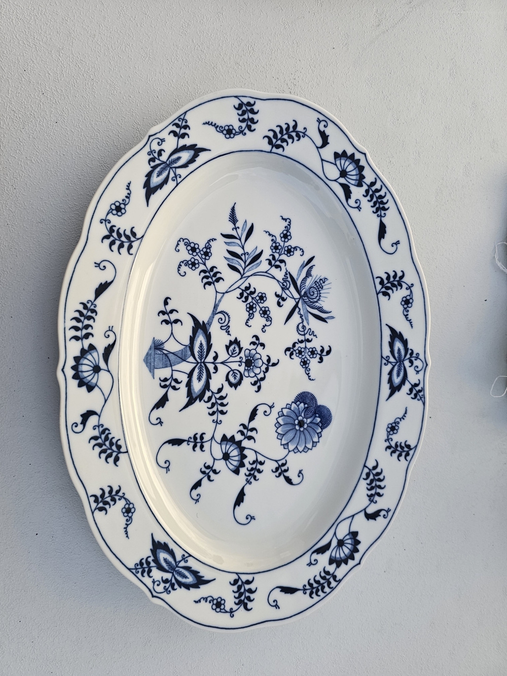 Vintage Blue Danube 14" Oval Serving Platter - Blue Onion Pattern - Mint
